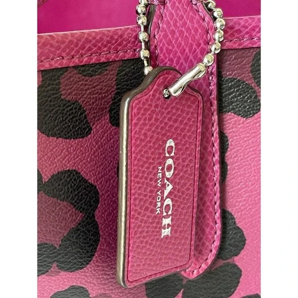 SOLD Coach Tote Bag Pink Purse + Matching Wristlet Cheeta Print Vegan Leather‌ - Picture 5 of 10